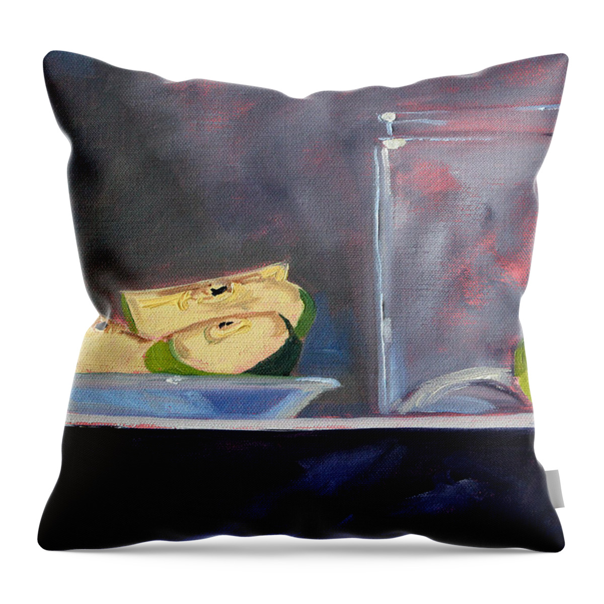 Apple Still Life Painting Throw Pillow featuring the painting Apple Snack by Nancy Merkle