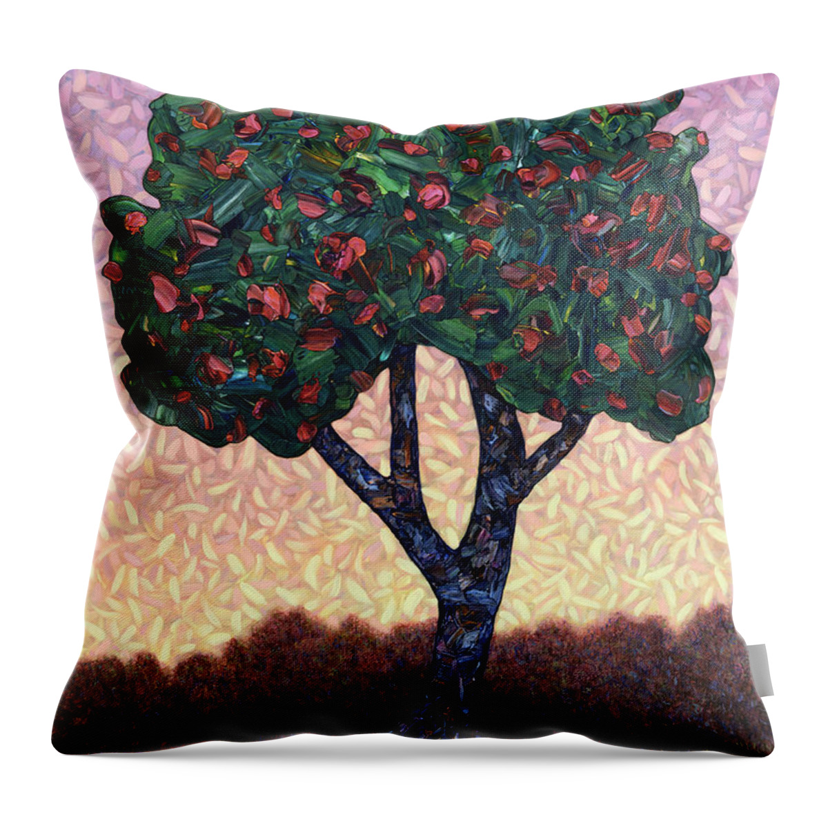 Apple Tree Throw Pillow featuring the painting Apple Tree by James W Johnson