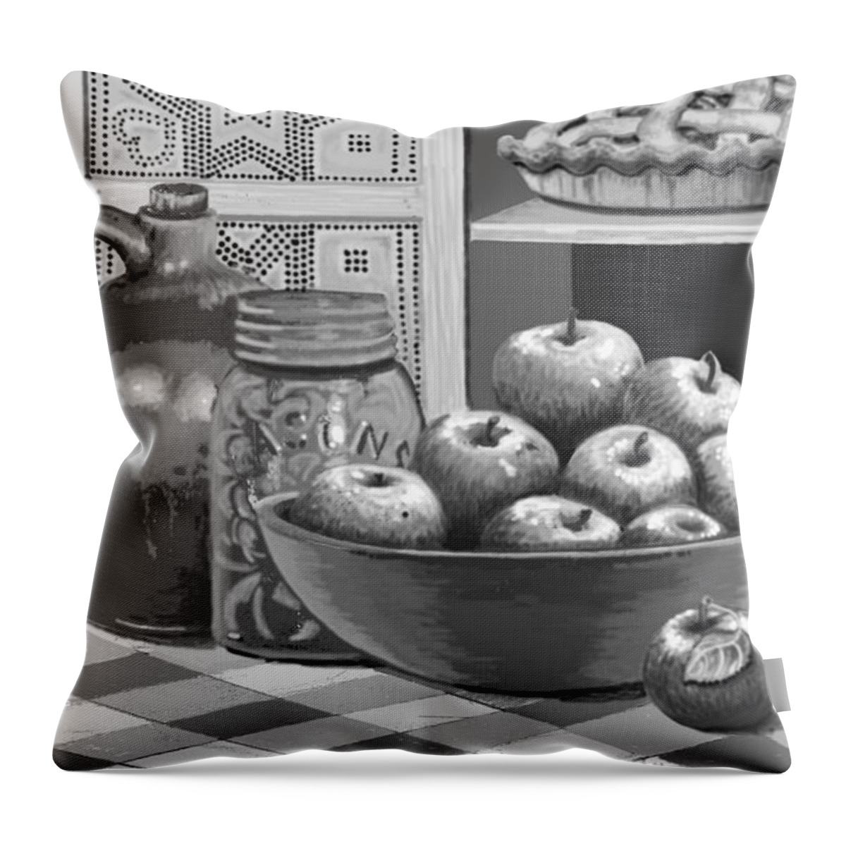 Apples Throw Pillow featuring the digital art Apples Four Ways by Carol Jacobs