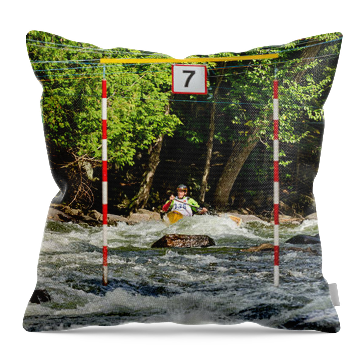 Outdoor Throw Pillow featuring the photograph Aproaching the slalom gate by Les Palenik