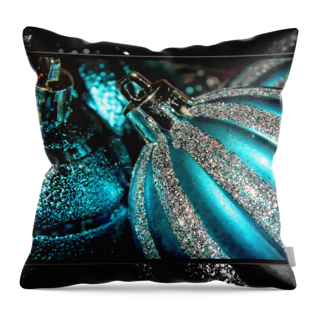 Christmas Throw Pillow featuring the photograph Aqua Baulbs by Michelle Frizzell-Thompson