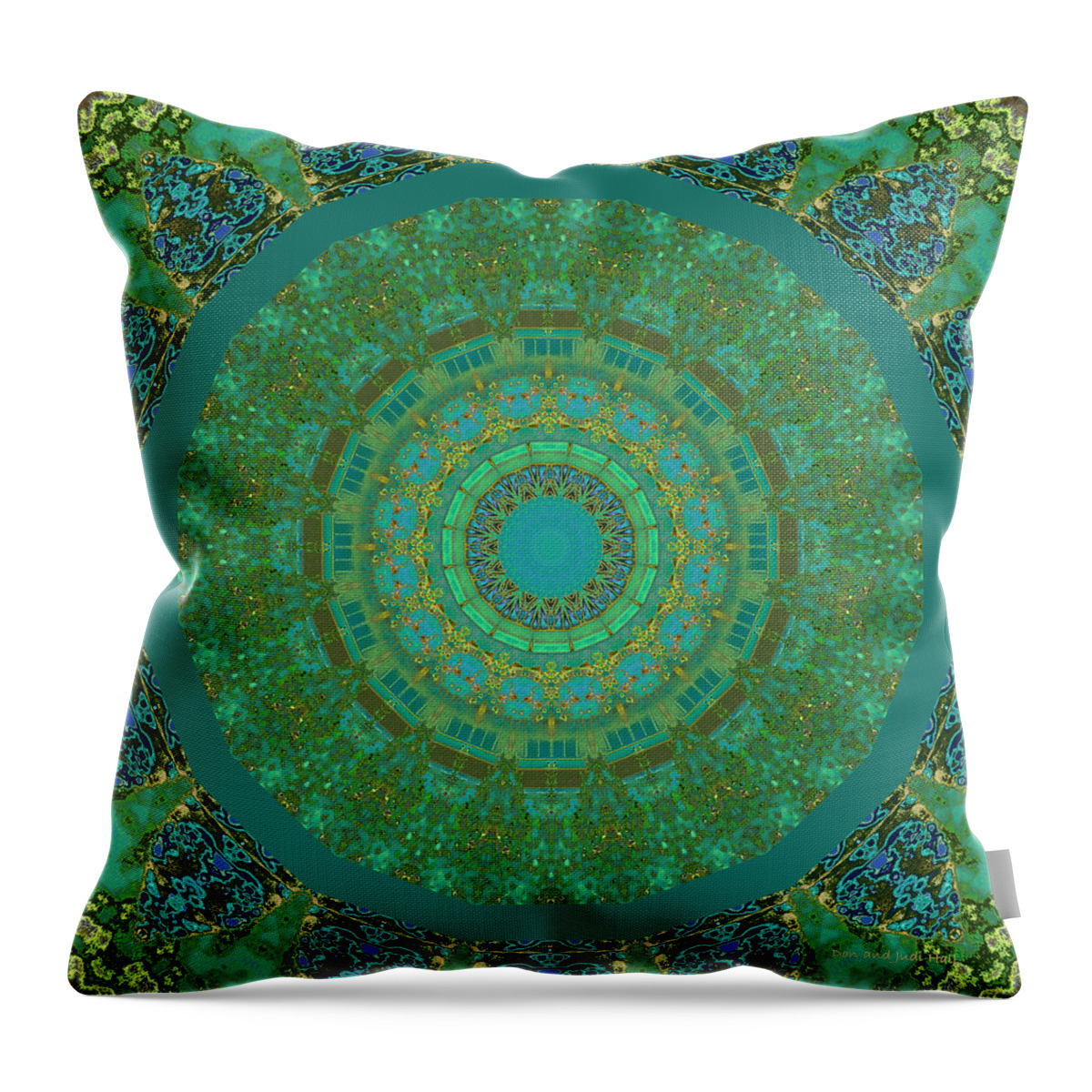 Abstract Geometric Throw Pillow featuring the digital art Aqua House 5 by Don and Judi Hall