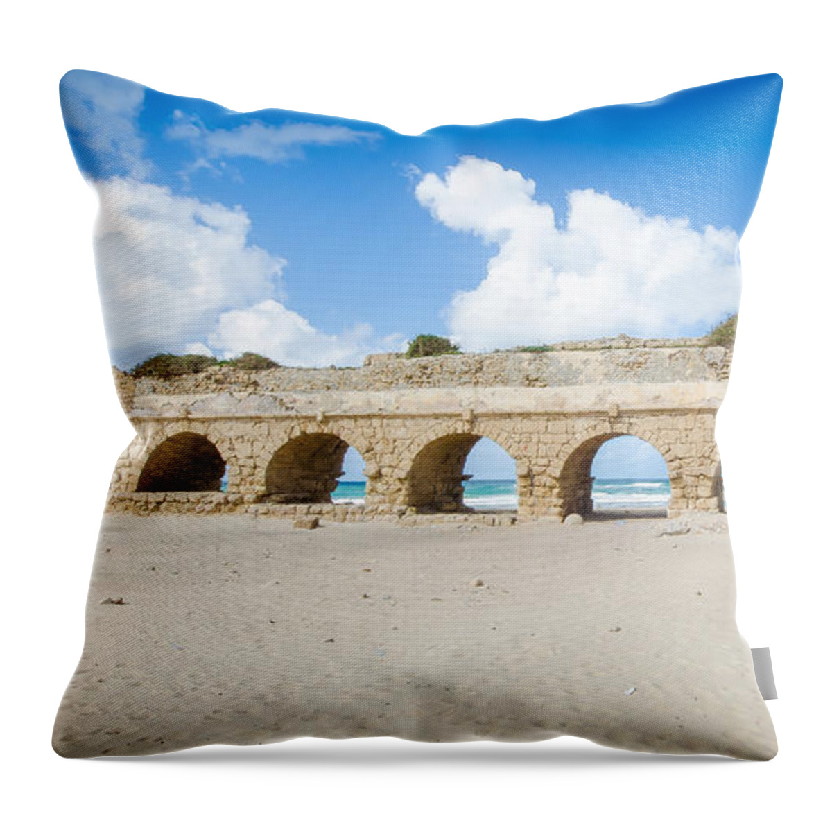 Israel Throw Pillow featuring the photograph Aquaduct going to Ceasarea by David Morefield