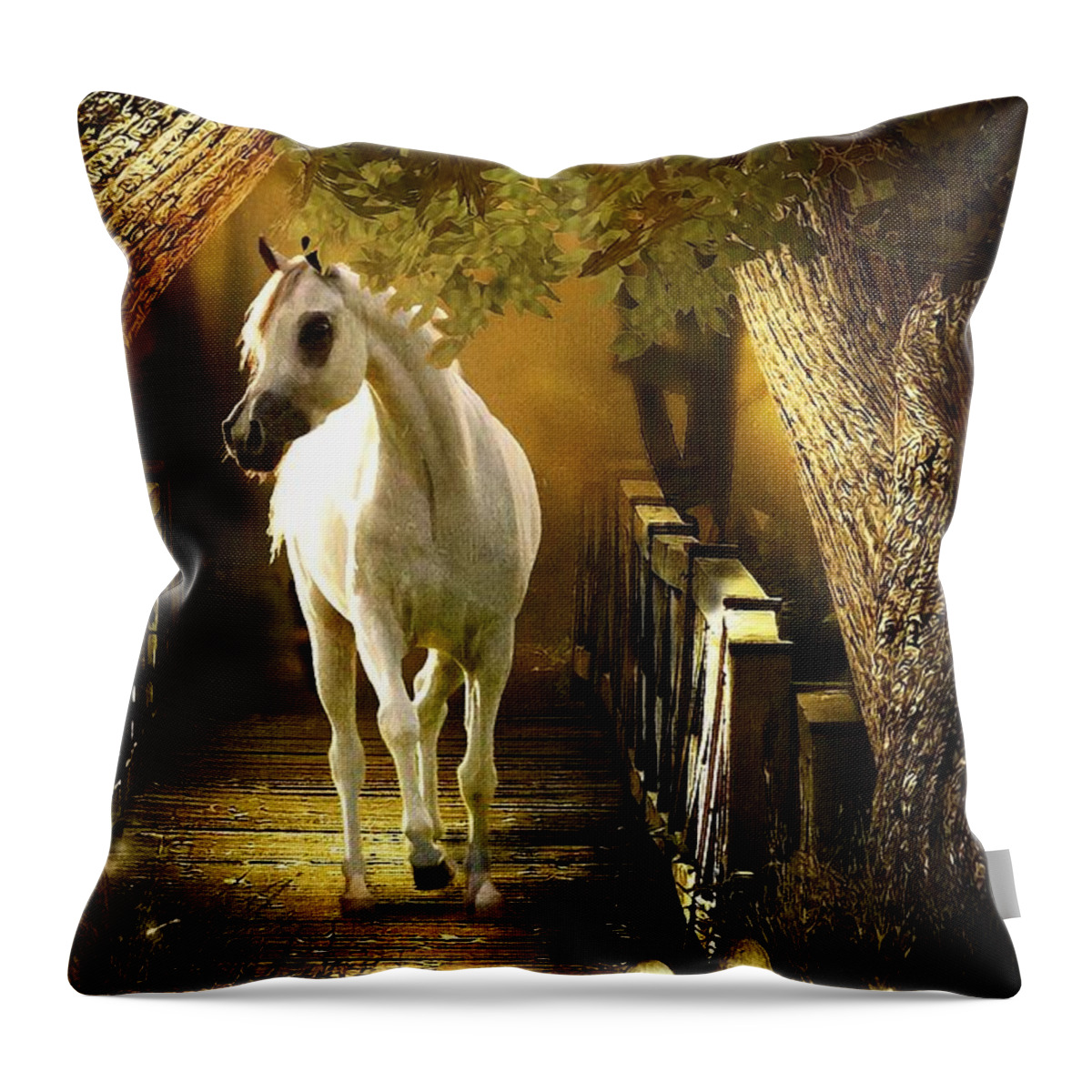 Animal Throw Pillow featuring the digital art Arabian Dream by Davandra Cribbie
