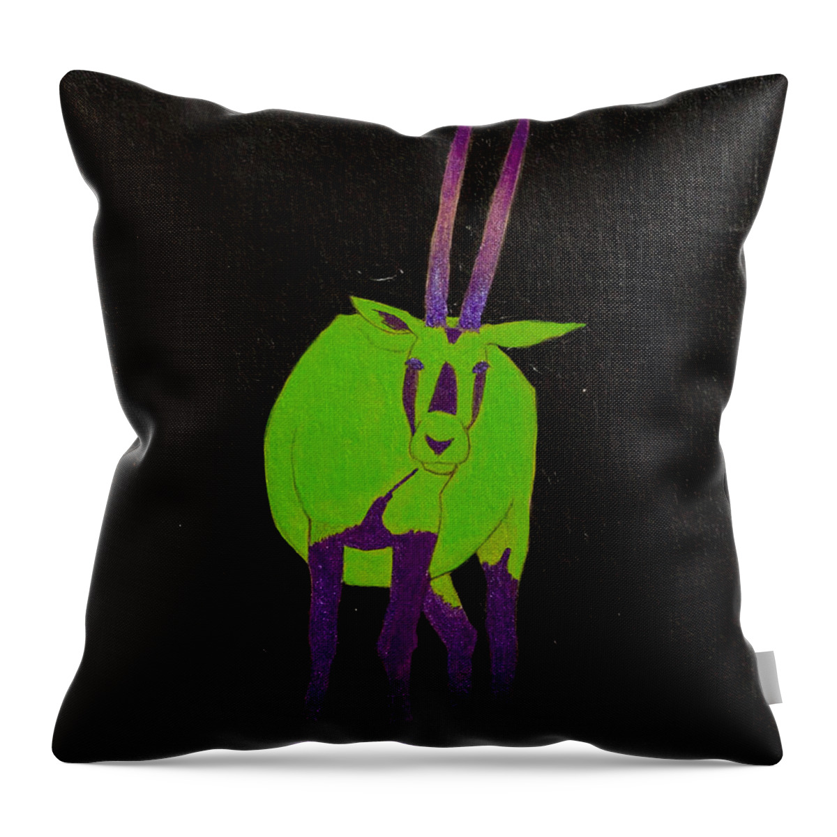  Throw Pillow featuring the painting Arabian Oryx by Stefanie Forck