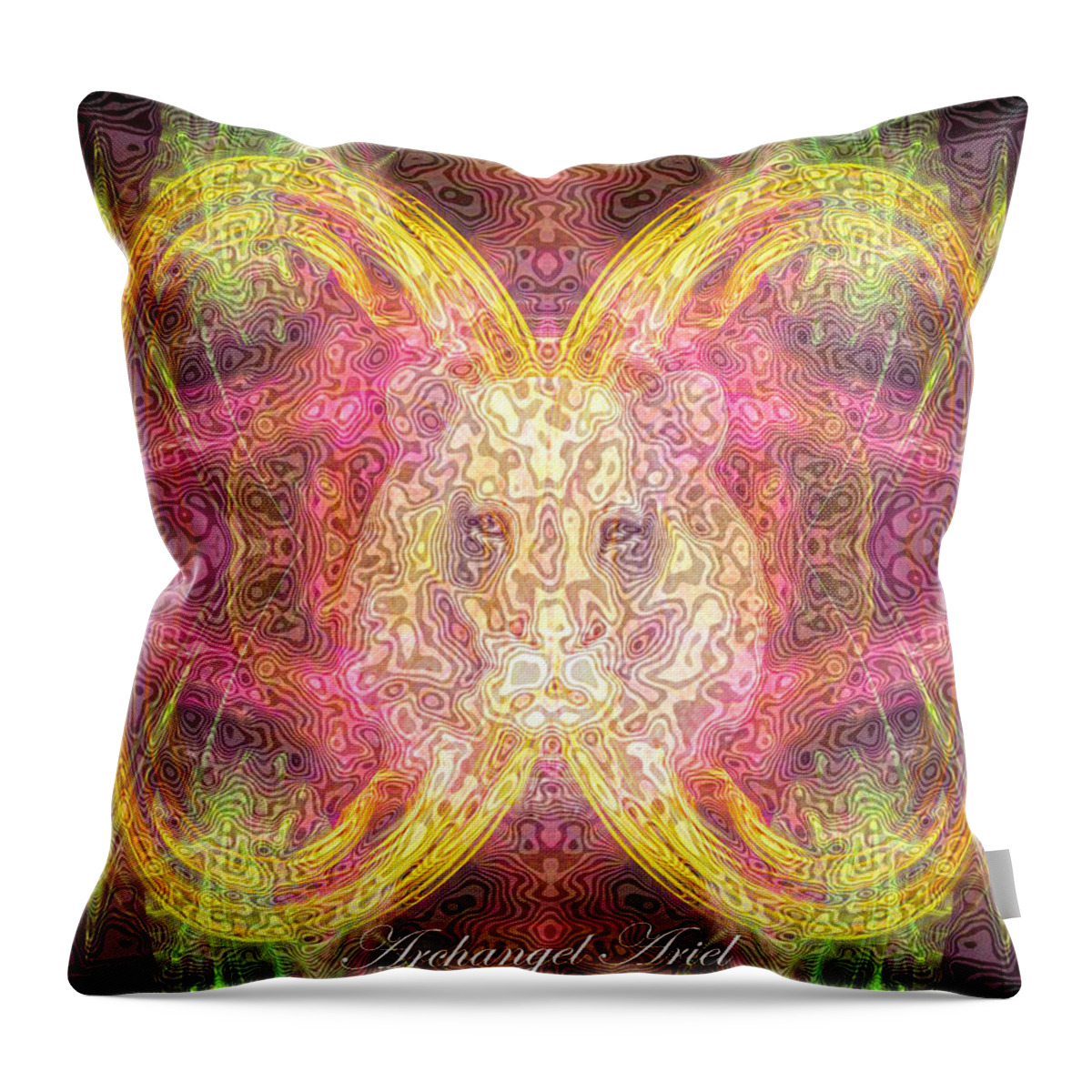 Angel Throw Pillow featuring the digital art Archangel Ariel by Diana Haronis