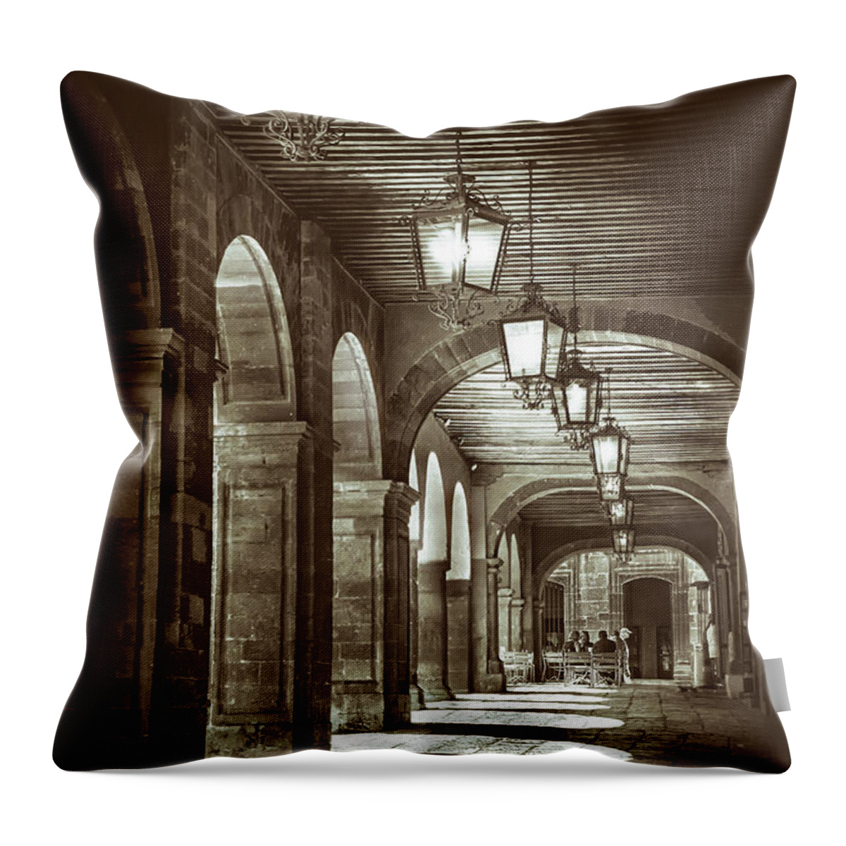Hallway Throw Pillow featuring the photograph Arches and Light by Barry Weiss