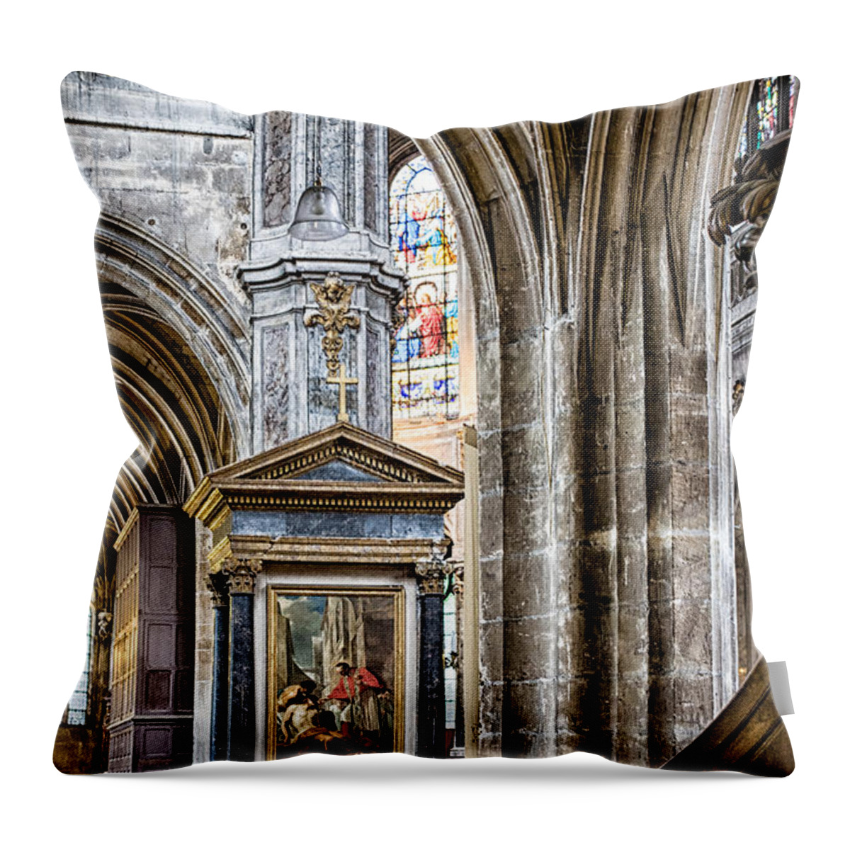 Stained Glass Window Throw Pillow featuring the photograph Arches by Nigel R Bell