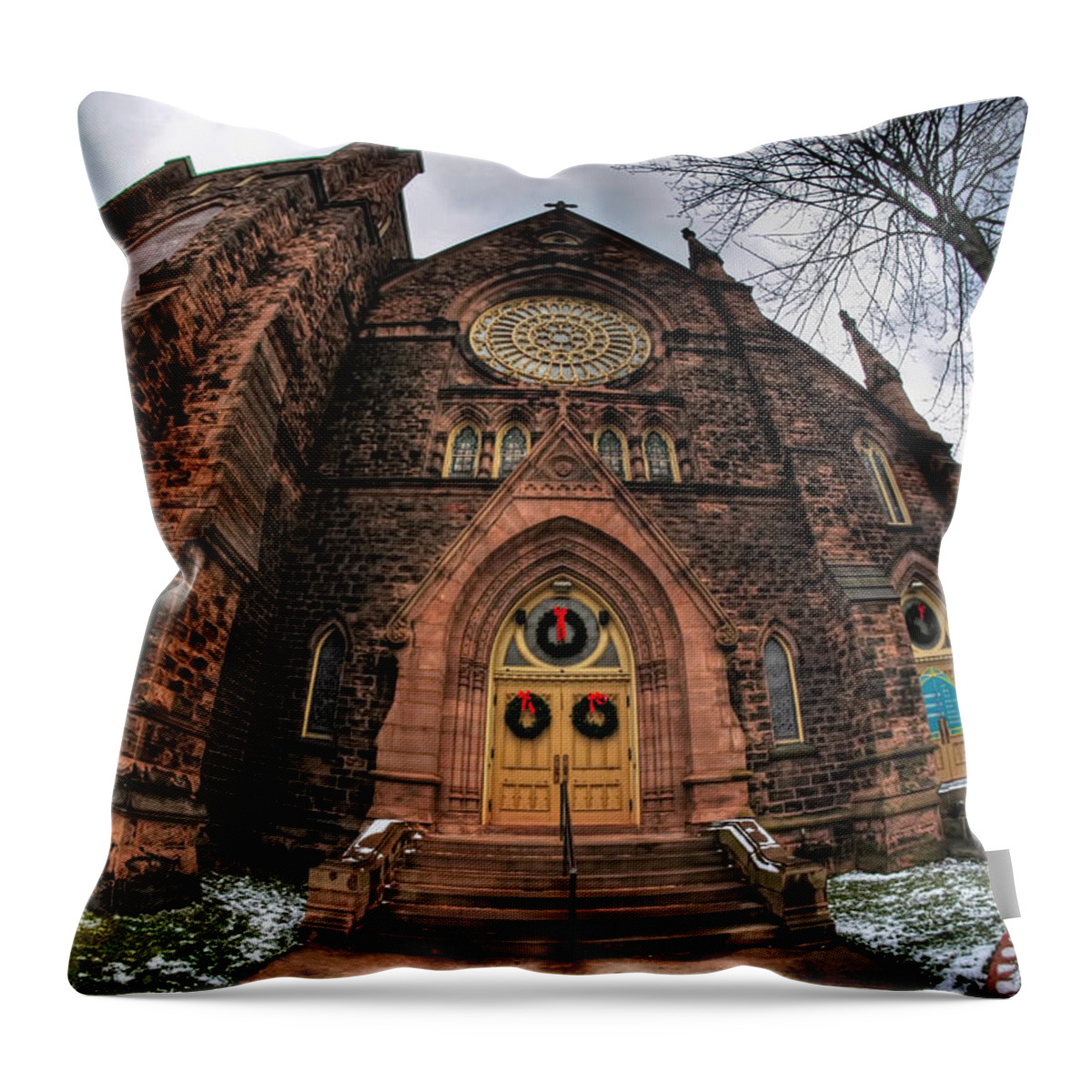 Architecture Throw Pillow featuring the photograph Architecture and Places in the Q.C. Series 01 Trinity Episcopal Church by Michael Frank Jr