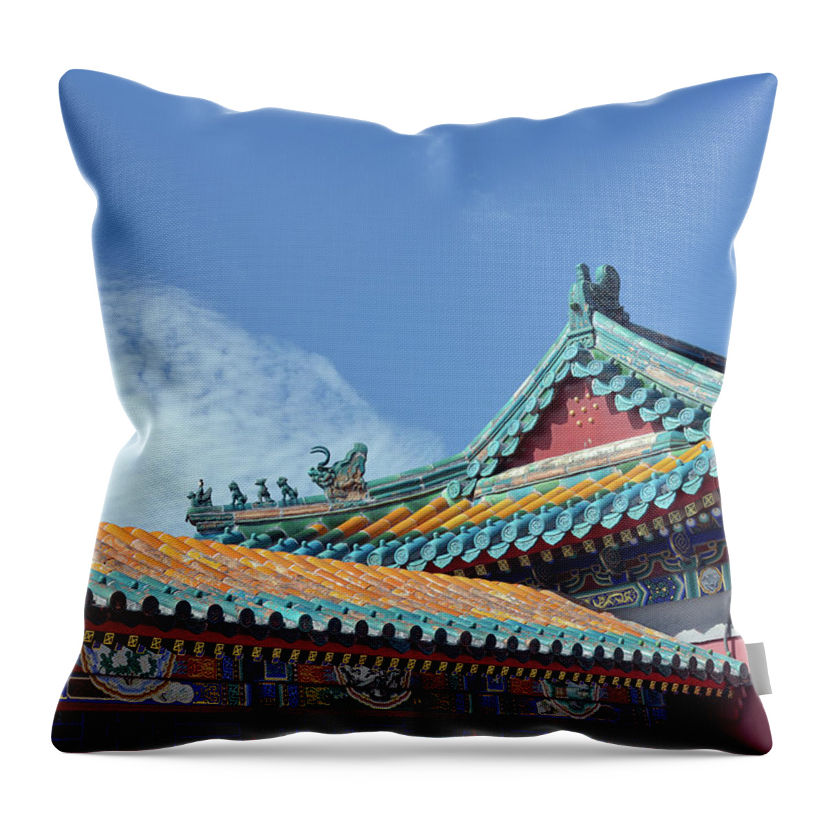Chinese Culture Throw Pillow featuring the photograph Architecture In Summer Palace by Aimin Tang