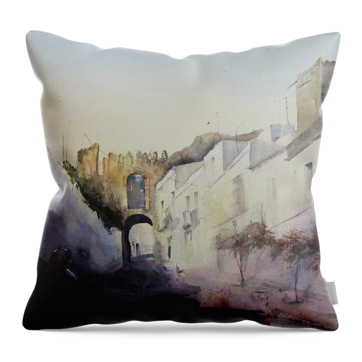 Spain Throw Pillow featuring the painting Arcos 2 by Amanda Amend