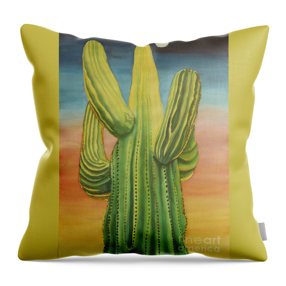 Arizona Throw Pillow featuring the painting Arizona Cactus by Robyn Saunders