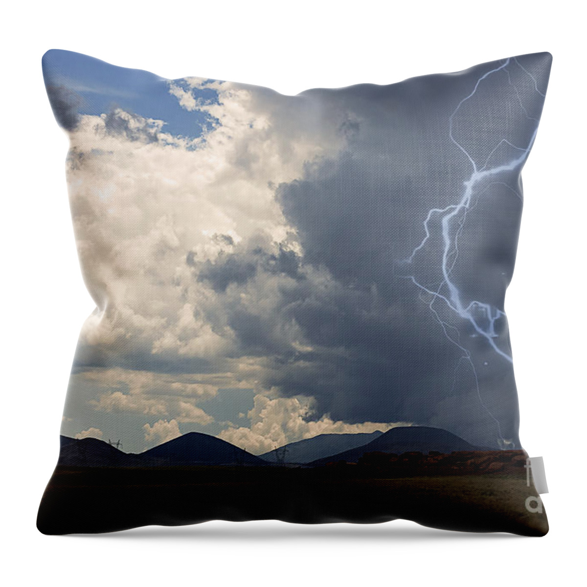 Desert Throw Pillow featuring the photograph Arizona Desert Lightning by Janice Pariza