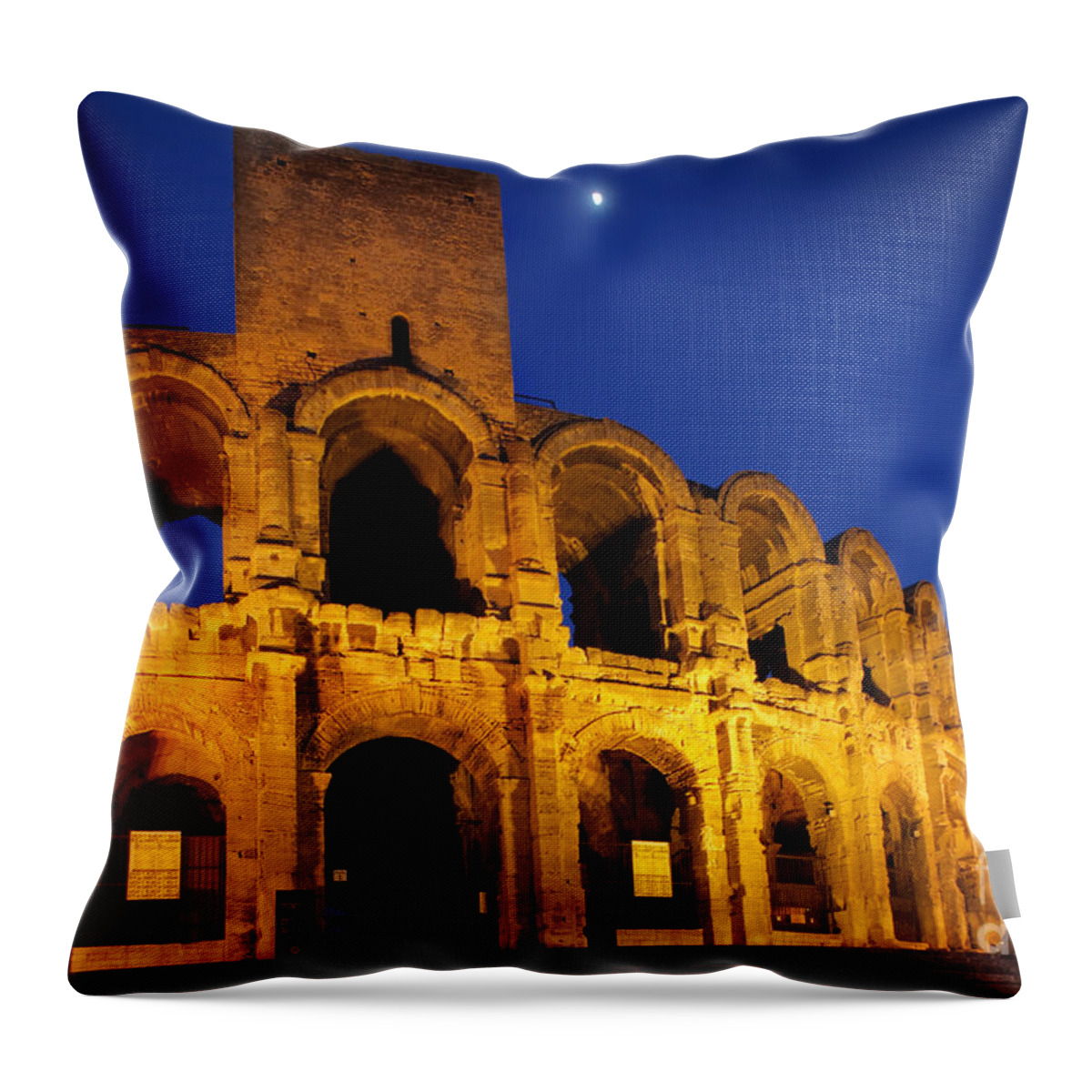 Arles Throw Pillow featuring the photograph Arles Roman Arena by Inge Johnsson