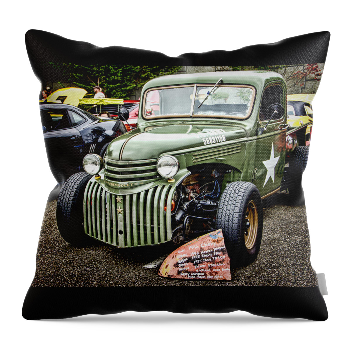 1946 Chevy Throw Pillow featuring the photograph Army Truck by Ron Roberts