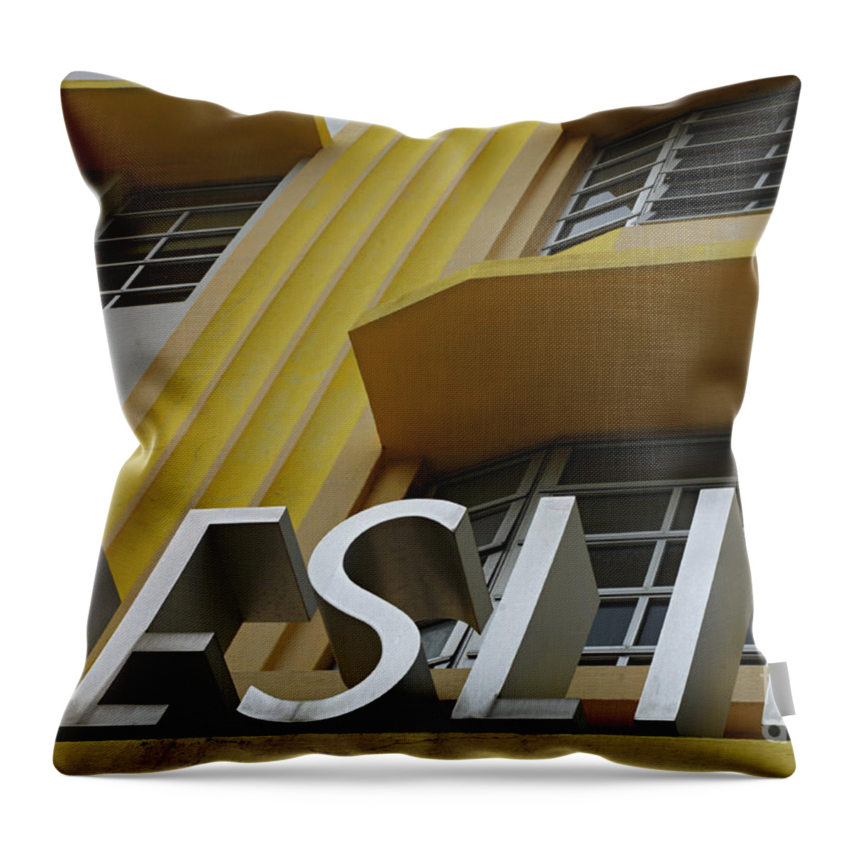 Leslie Hotel Throw Pillow featuring the photograph Art Deco Miami 6 by Bob Christopher