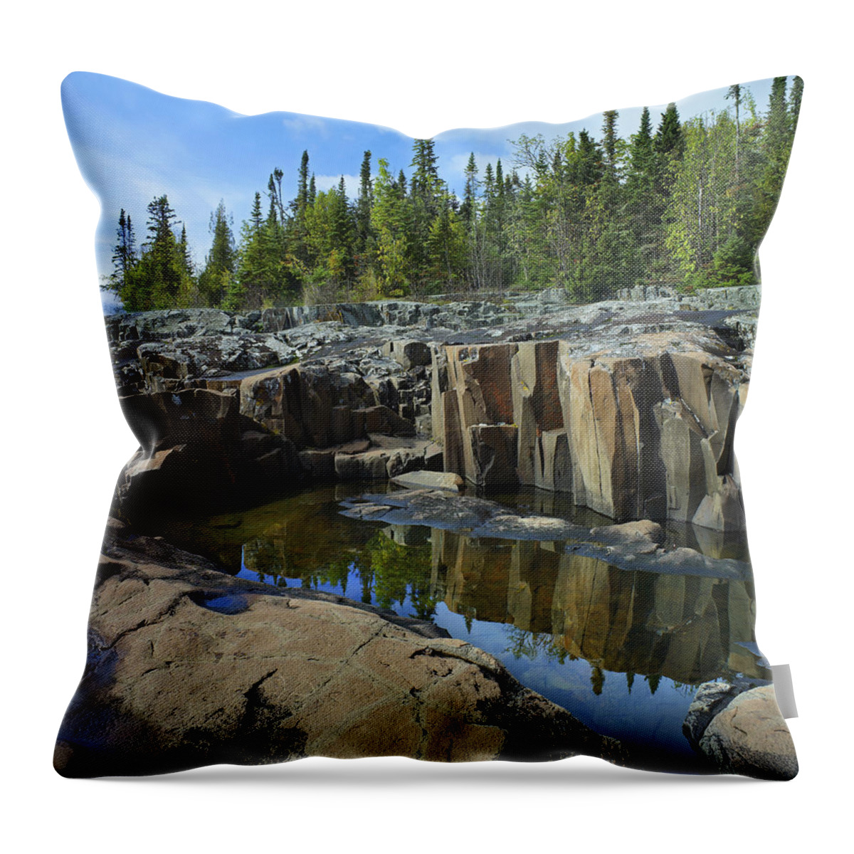 533822 Throw Pillow featuring the photograph Artists Point Lake Superior Minnesota by Tim Fitzharris