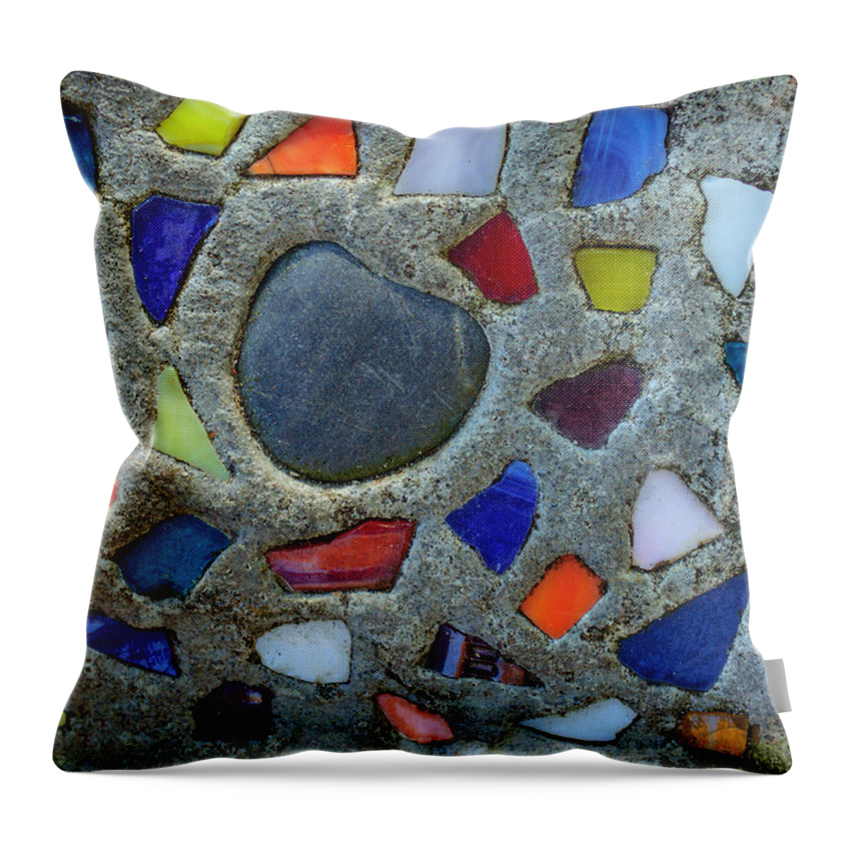 Glass Throw Pillow featuring the photograph Artsy Glass Chip Sidewalk by Tikvah's Hope