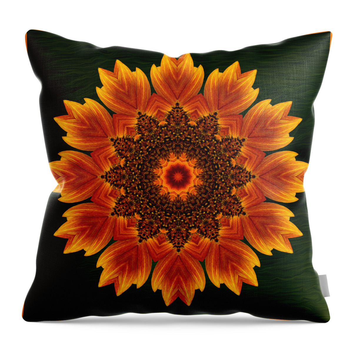 Kaleidoscope Throw Pillow featuring the photograph Artsy Sunflower Kaleidoscope by Liz Mackney