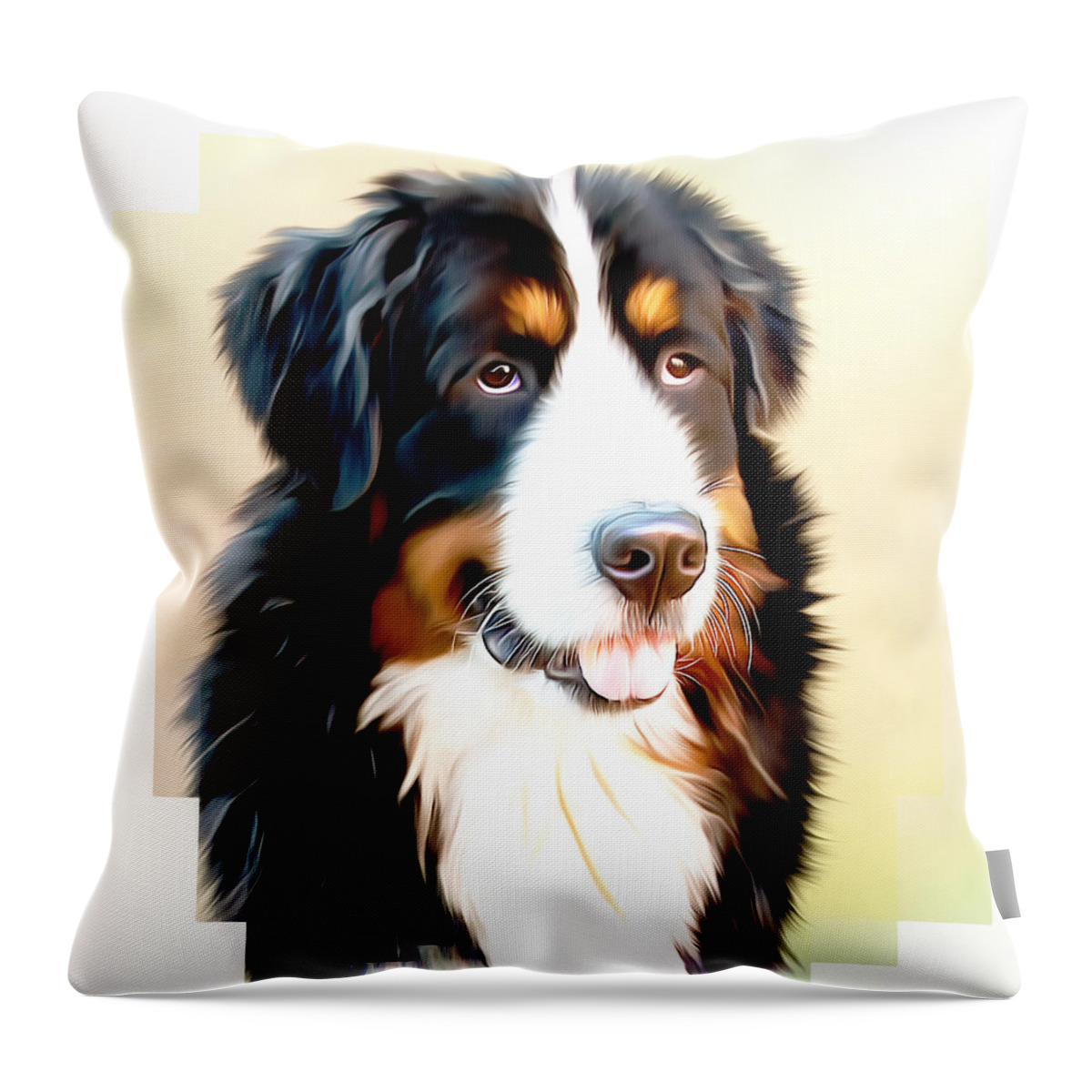 Bernese Dog Throw Pillow featuring the digital art As Good As It Gets by Georgiana Romanovna