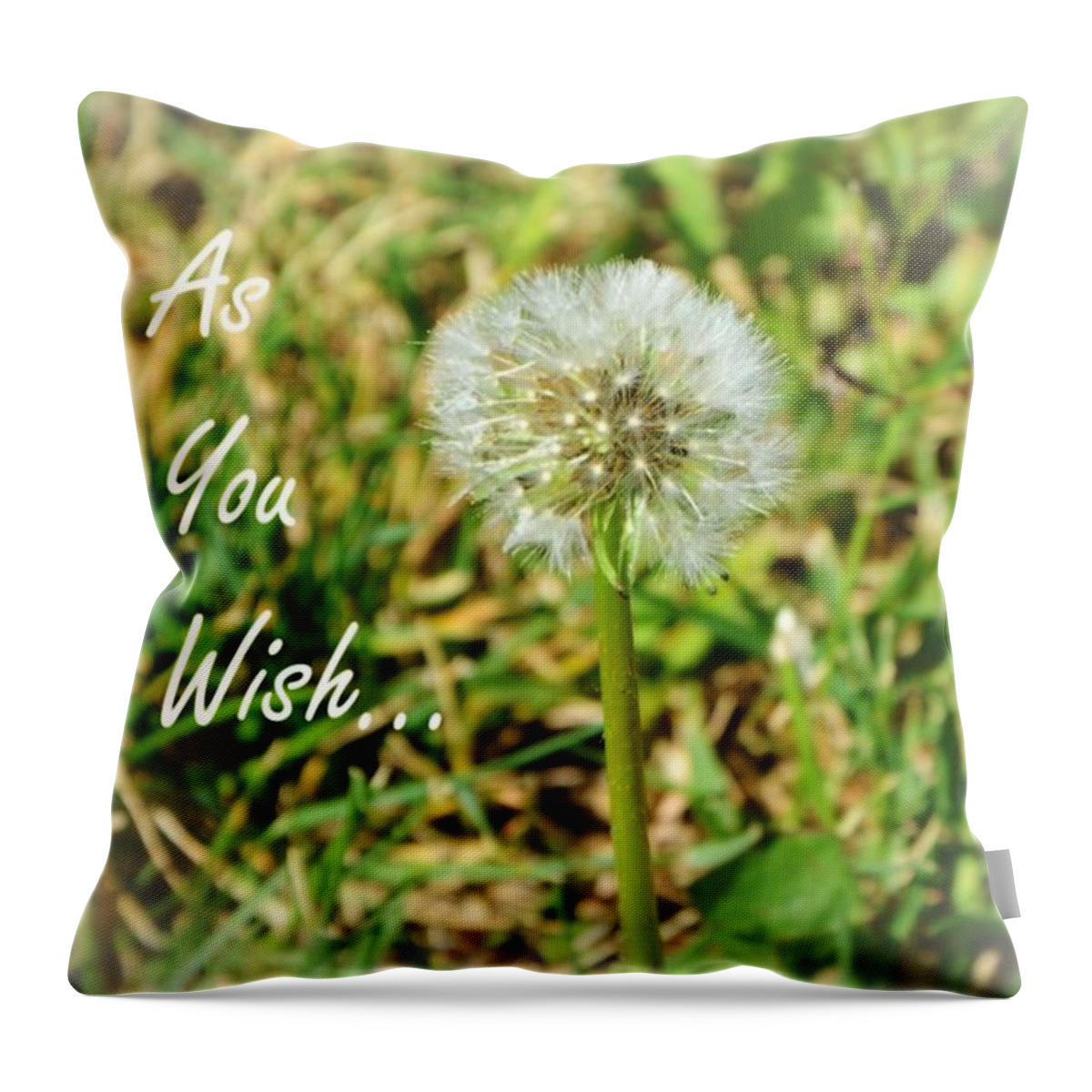Dandelion Wish Throw Pillow featuring the photograph As You Wish... by Marilyn MacCrakin