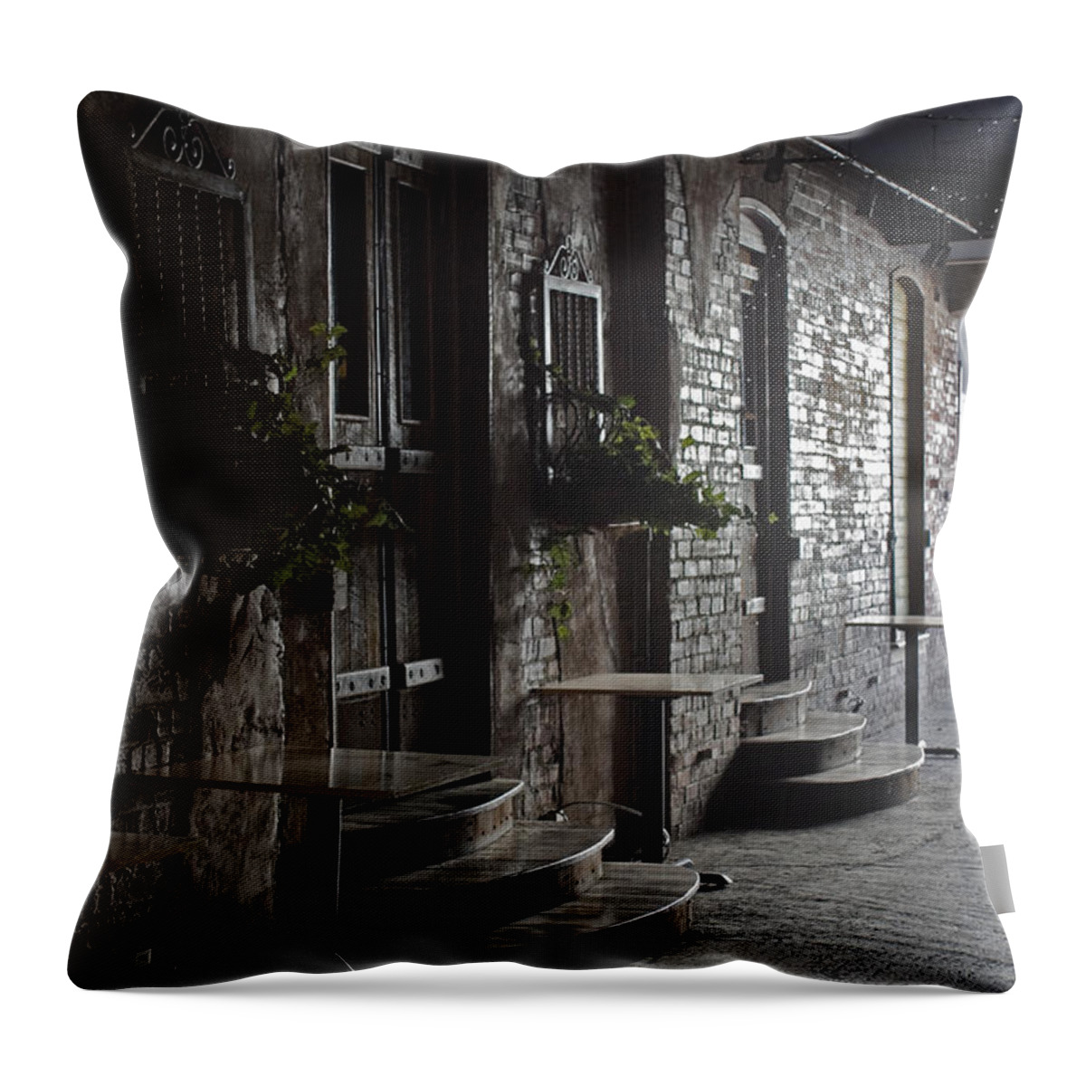 Alley Throw Pillow featuring the photograph Asheville Shops by Melinda Fawver