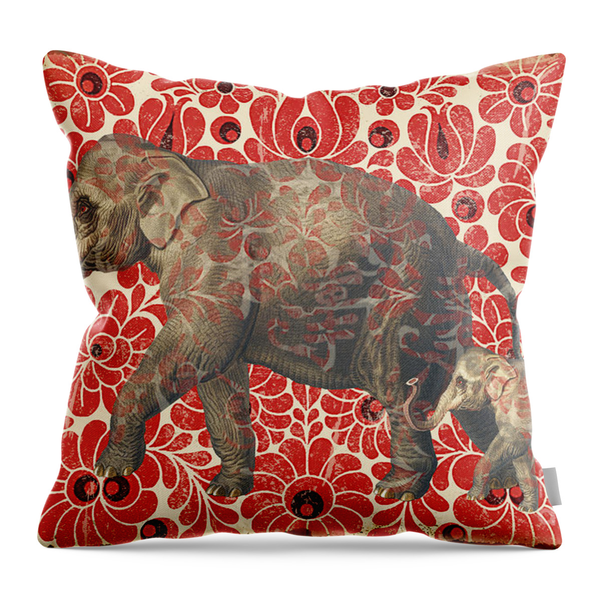 Asian Throw Pillow featuring the digital art Asian Elephant-JP2185 by Jean Plout