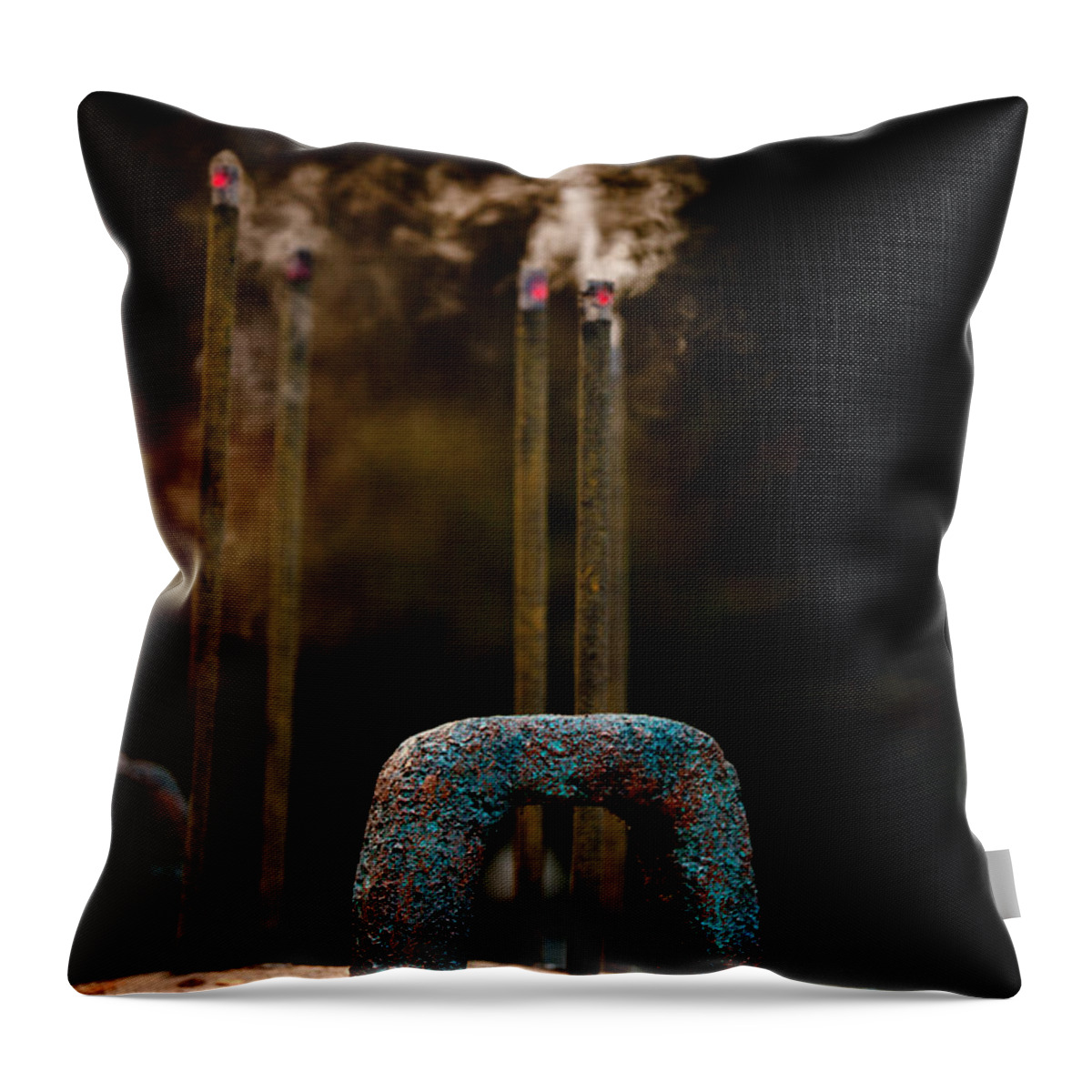 Zen Throw Pillow featuring the photograph Asian Incense Burner by Art Block Collections