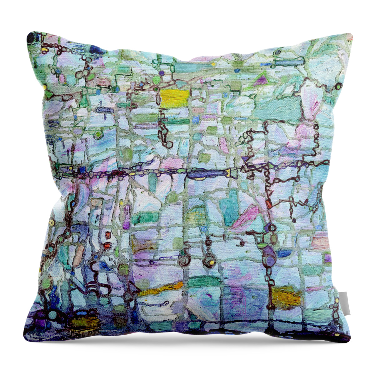 Abstract Throw Pillow featuring the painting Associations by Regina Valluzzi