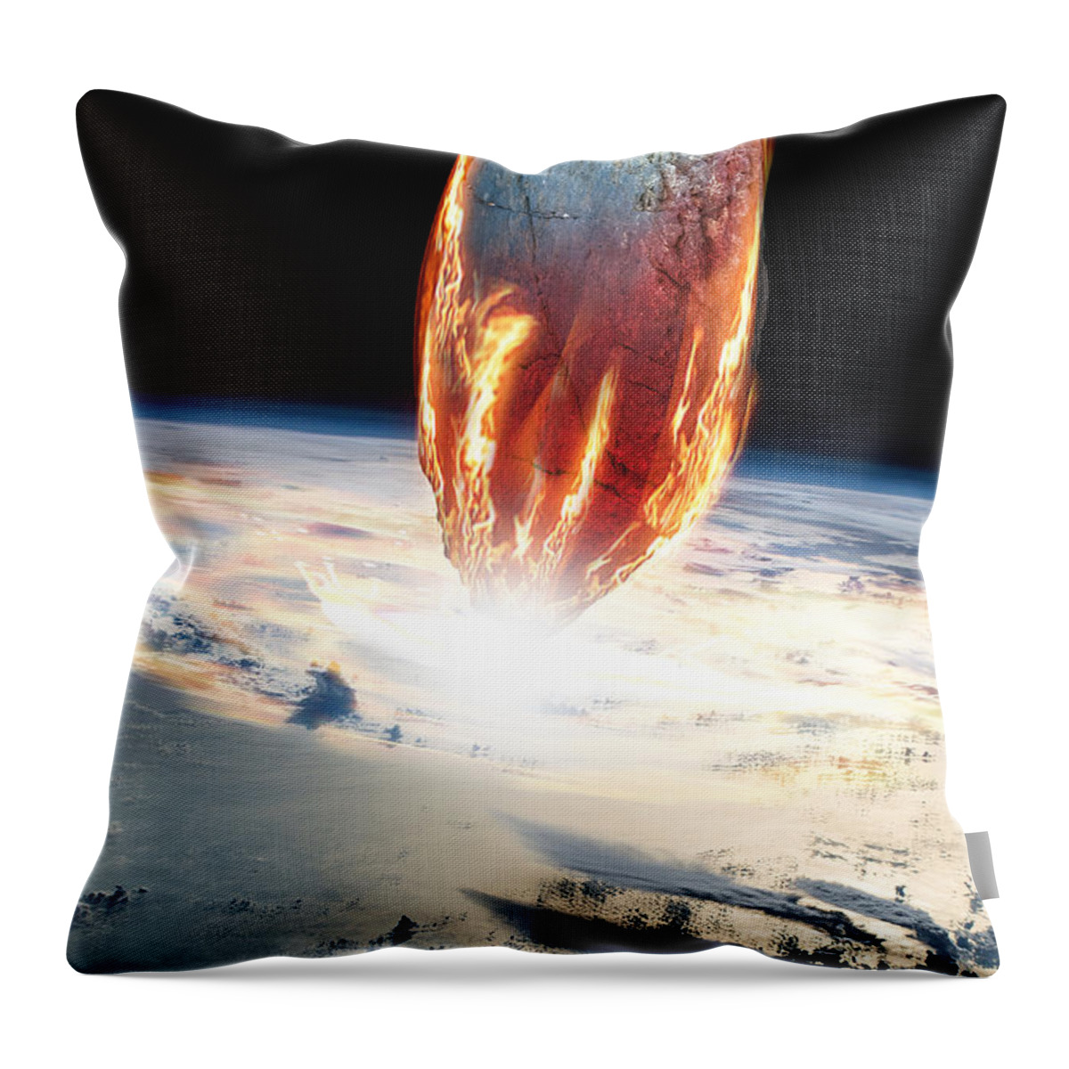 Asteroid Throw Pillow featuring the photograph Asteroid Entering Earths Atmosphere by Marc Ward