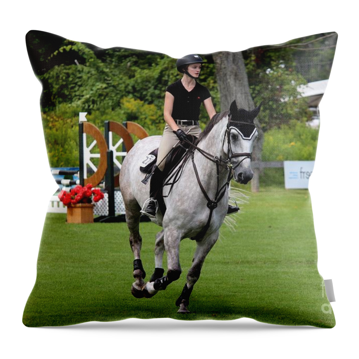 Horse Throw Pillow featuring the photograph At-c-jumper49 by Janice Byer