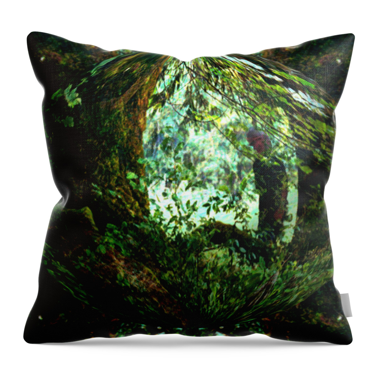Forest Throw Pillow featuring the mixed media At Home In His Forest World by Marie Jamieson