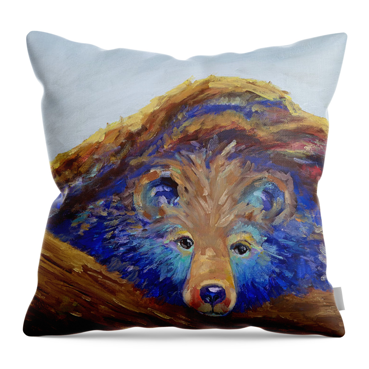 Bear Throw Pillow featuring the painting At Peace In Bearland by Sandra Charlebois