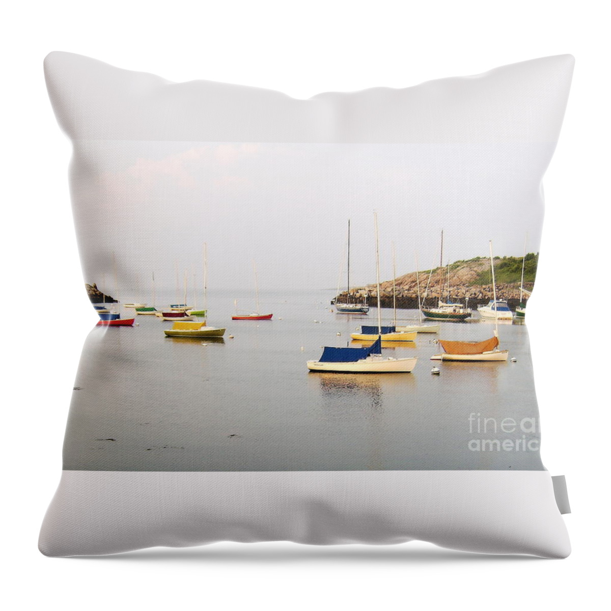 Saint Andrews Throw Pillow featuring the photograph The Beautiful and Colorful Sails At Rest in a Calm and Quiet Harbor by Brad Knorr Art
