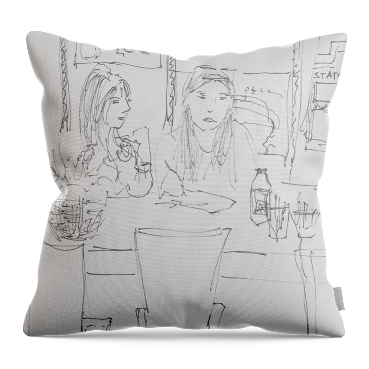 Marriott Throw Pillow featuring the drawing At Springhill Suites Modesto by James Christiansen