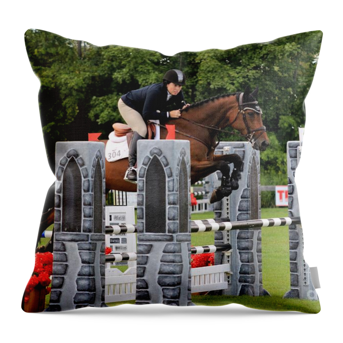 Horse Throw Pillow featuring the photograph At-su-jumper28 by Janice Byer