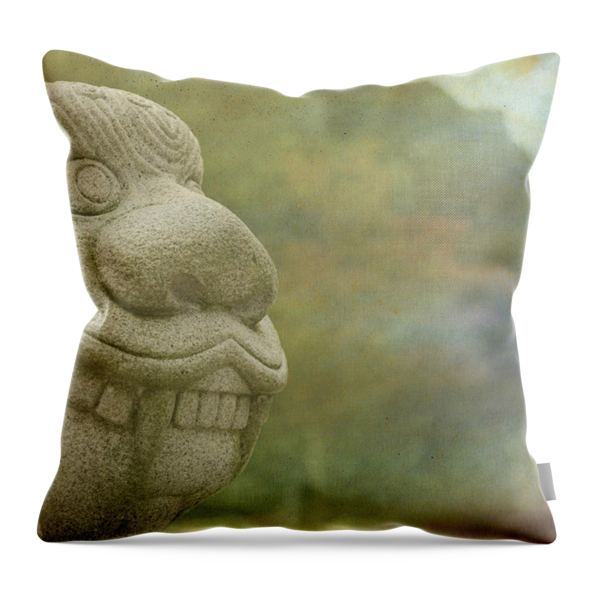 Statue Throw Pillow featuring the photograph At the Garden Entrance by Beverly Claire Kaiya