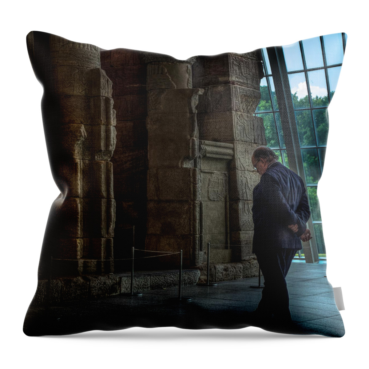 At Worship Before The Temple Throw Pillow featuring the digital art At Worship Before the Temple by William Fields