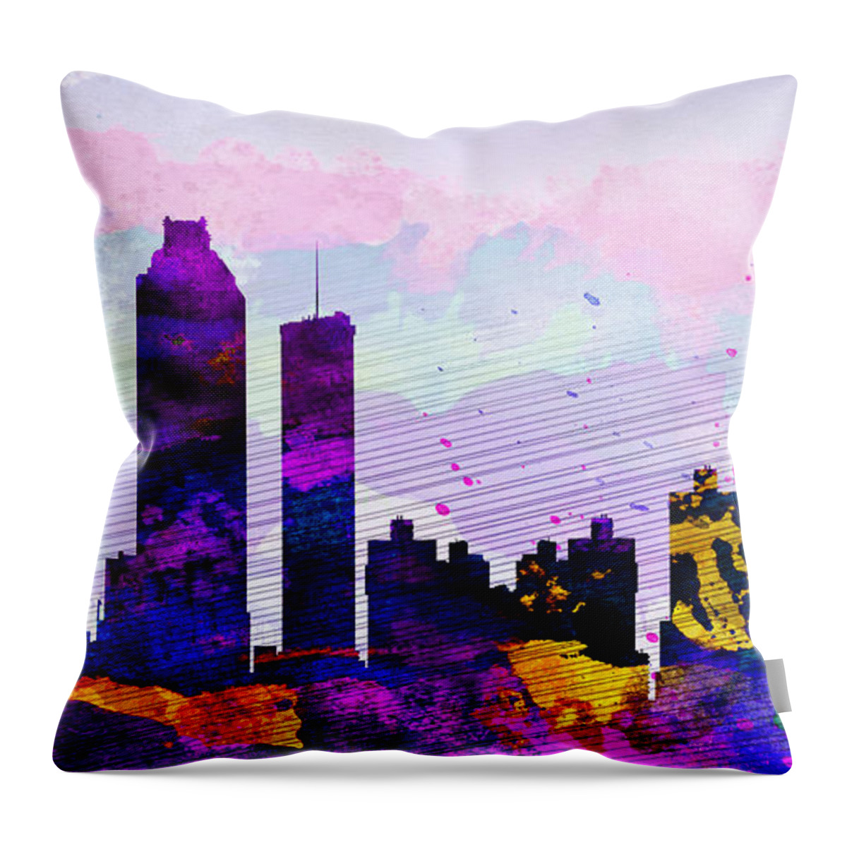 Atlanta Throw Pillow featuring the painting Atlanta City Skyline by Naxart Studio