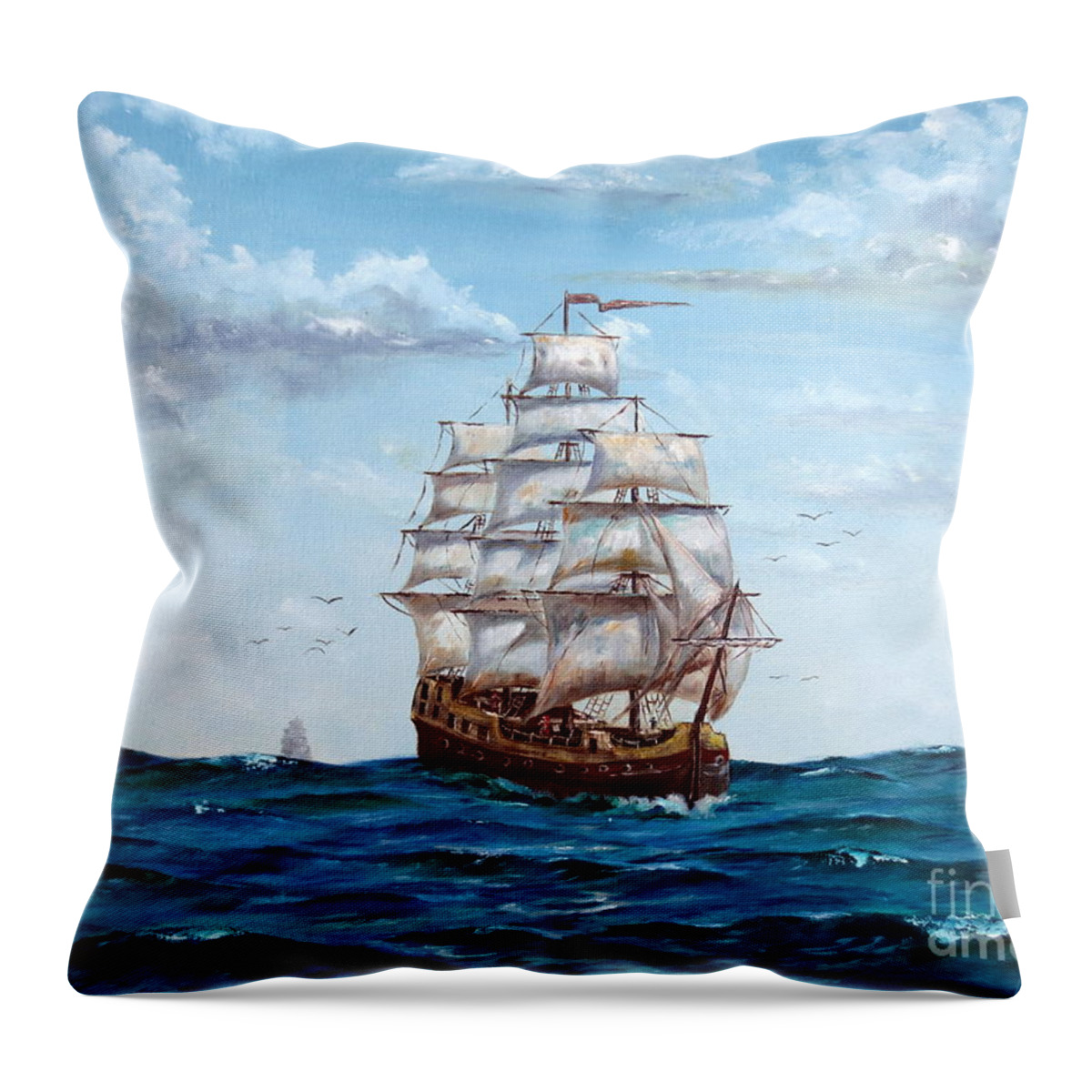 Lee Piper Throw Pillow featuring the painting Atlantic Crossing by Lee Piper