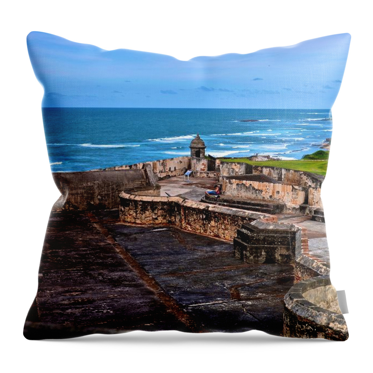 Puerto Rico Throw Pillow featuring the photograph Atlantic Ocean from Fort San Cristobal by Ricardo J Ruiz de Porras