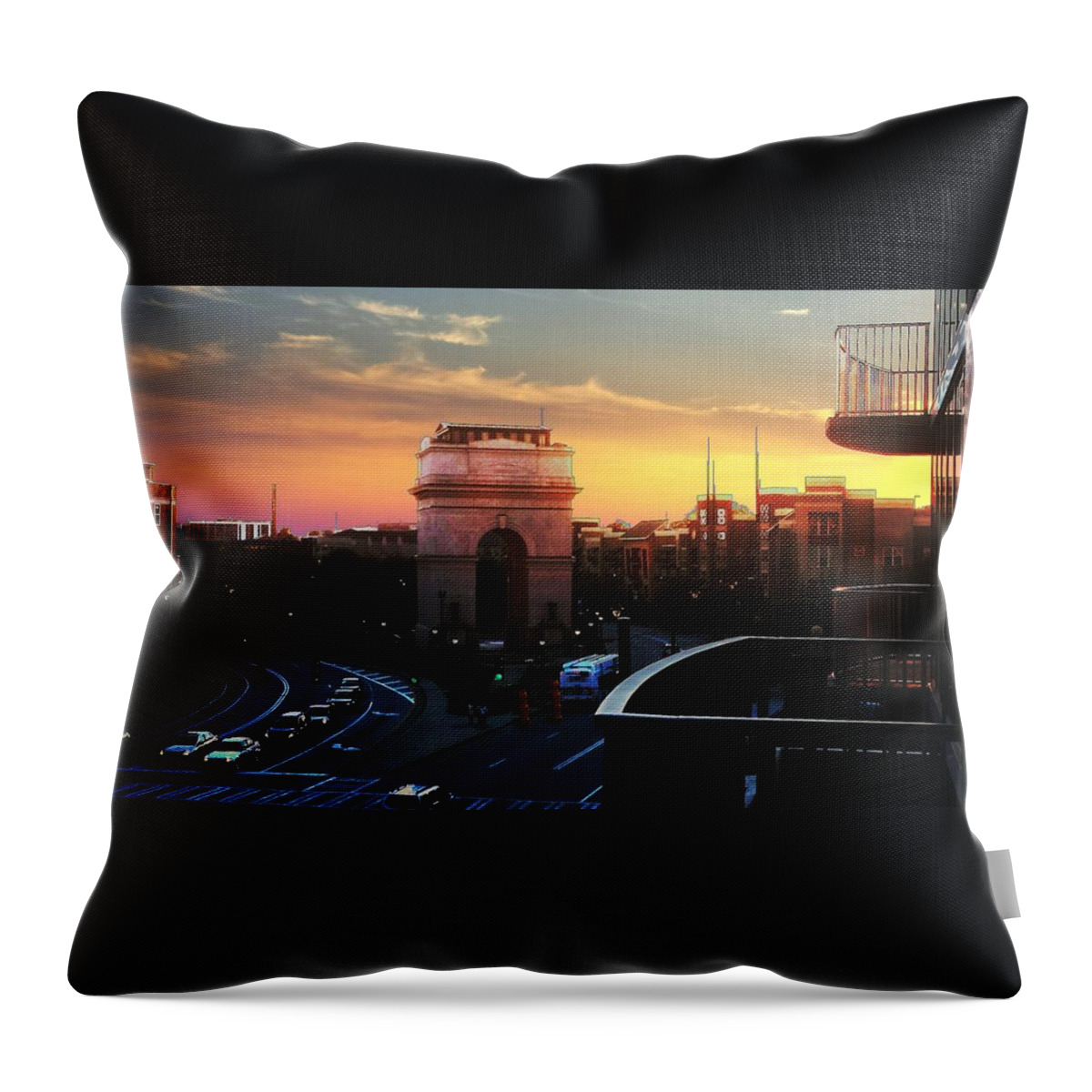 Sunset Throw Pillow featuring the photograph Atlantic Station Sunset Vista by Kenny Glover