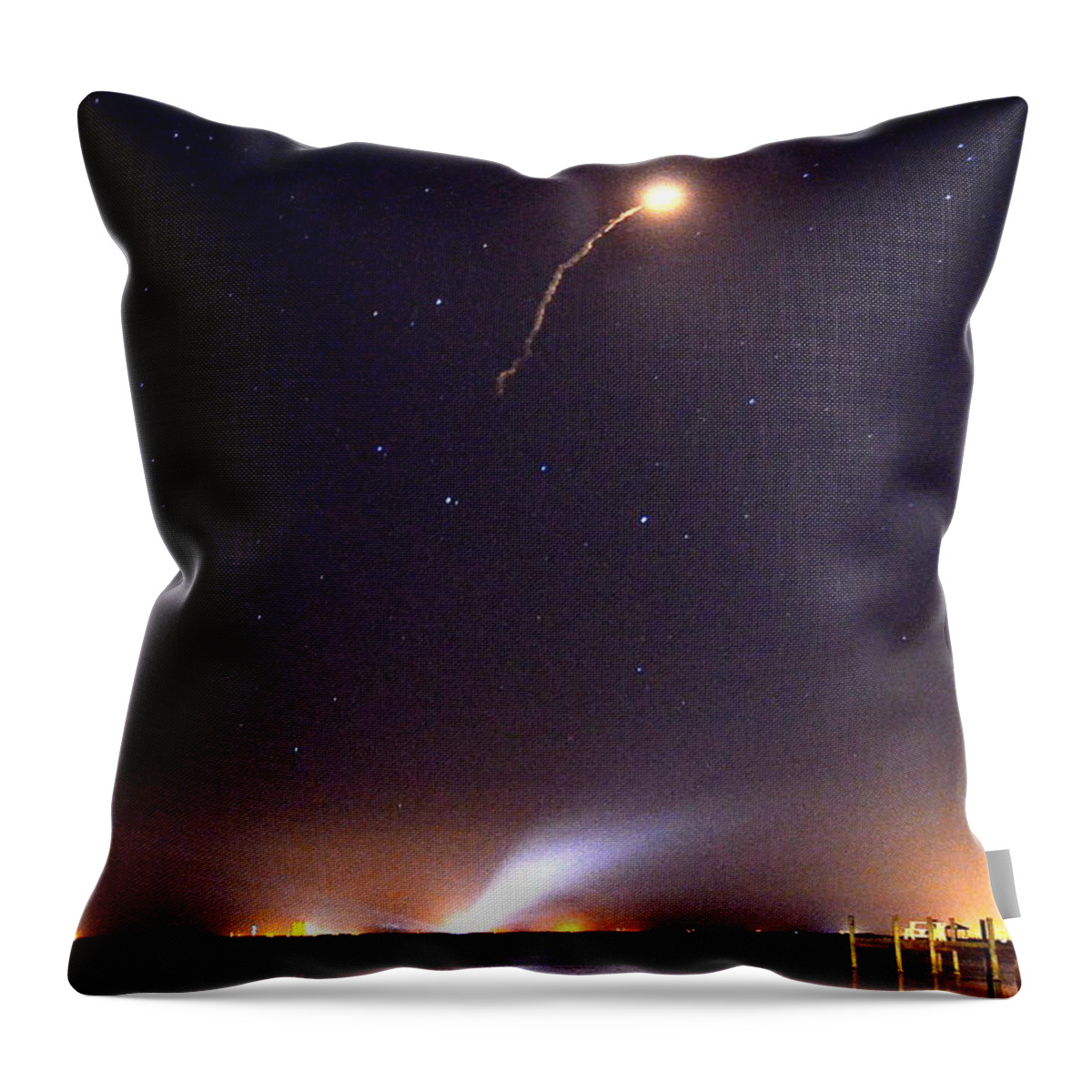 Space Program Throw Pillow featuring the photograph Atlas V launch from NYNY by AnnaJo Vahle