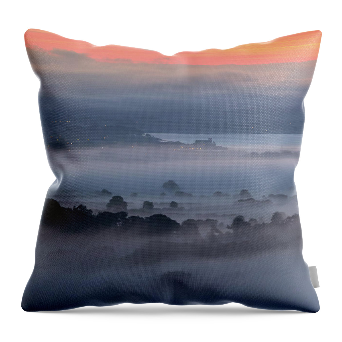 Scenics Throw Pillow featuring the photograph Atmosphere Low Cloud Dungarvan Ireland by Pete Burclaff Photographic