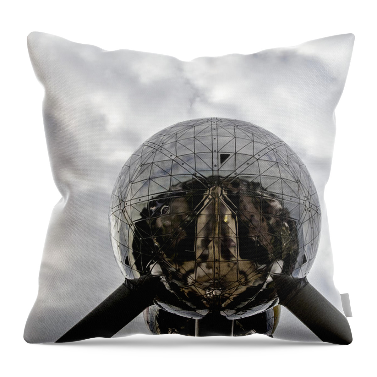 Atomium Throw Pillow featuring the photograph Atomium Spheres by Pravine Chester