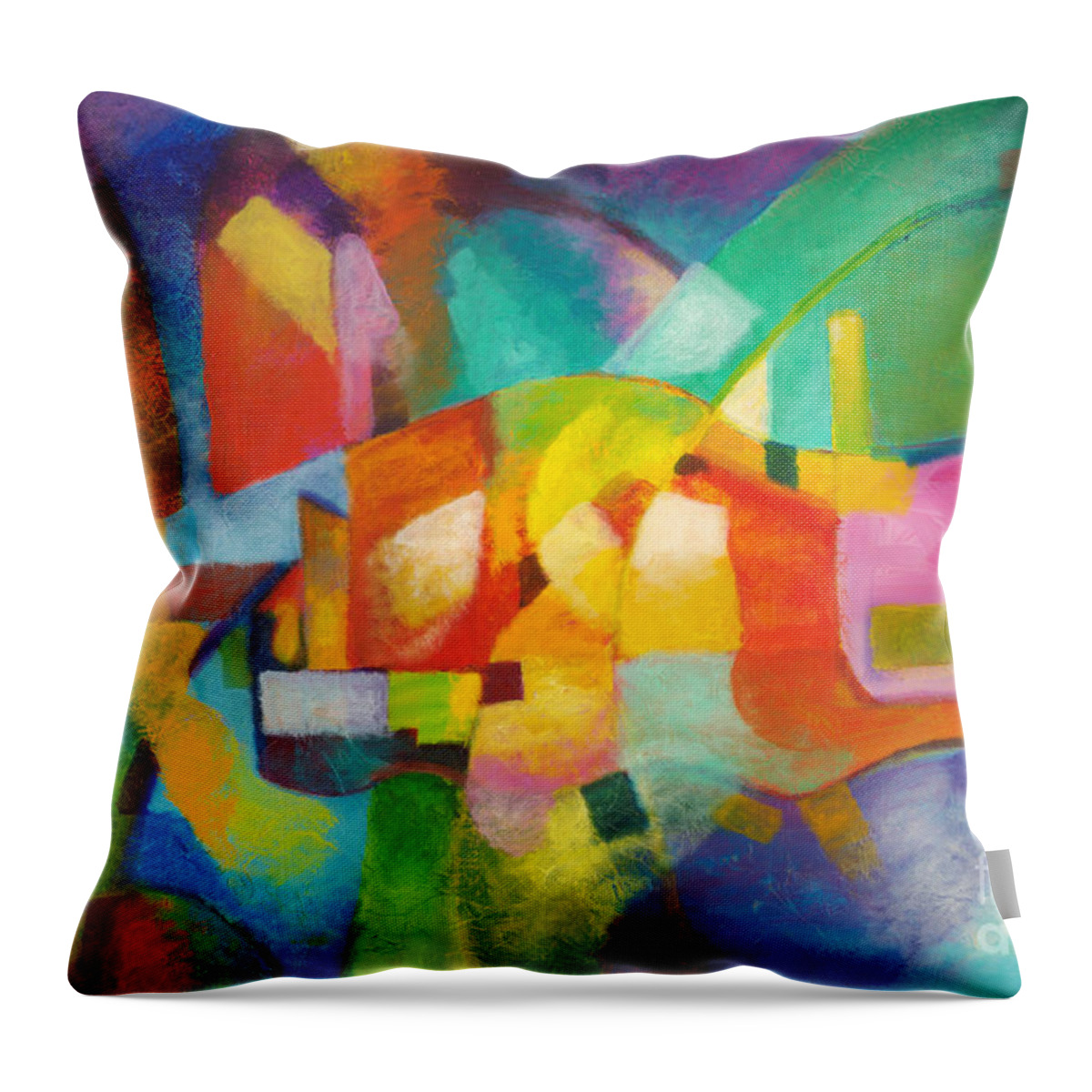 Abstract Landscape Throw Pillow featuring the painting Attraction by Sally Trace