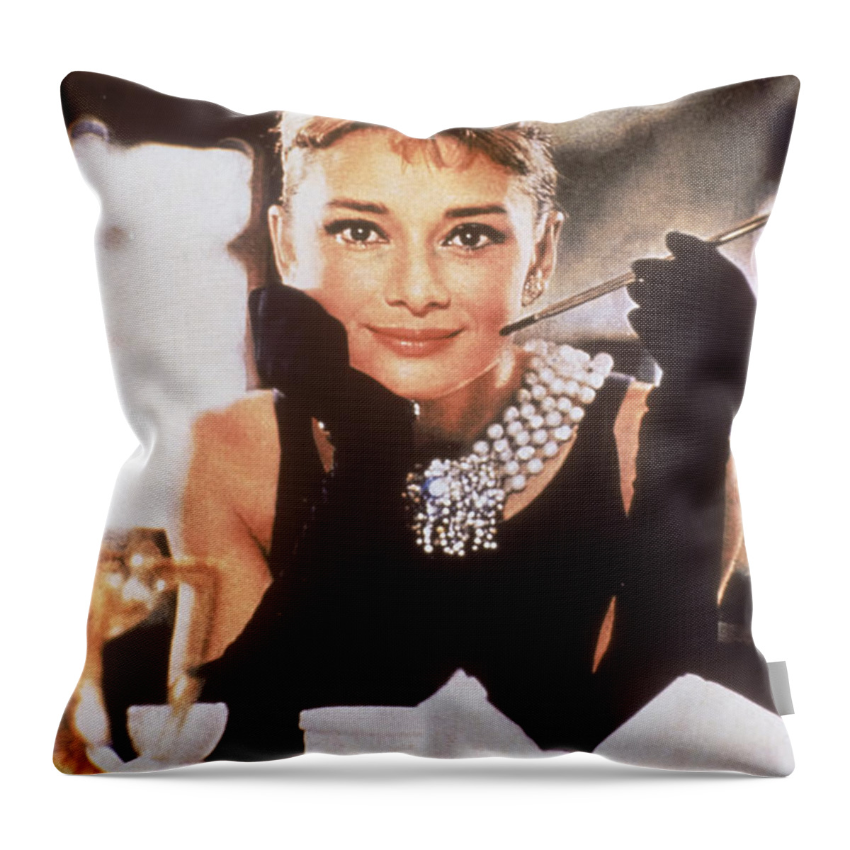 Audrey Hepburn Throw Pillow featuring the digital art Audrey Hepburn by Georgia Clare