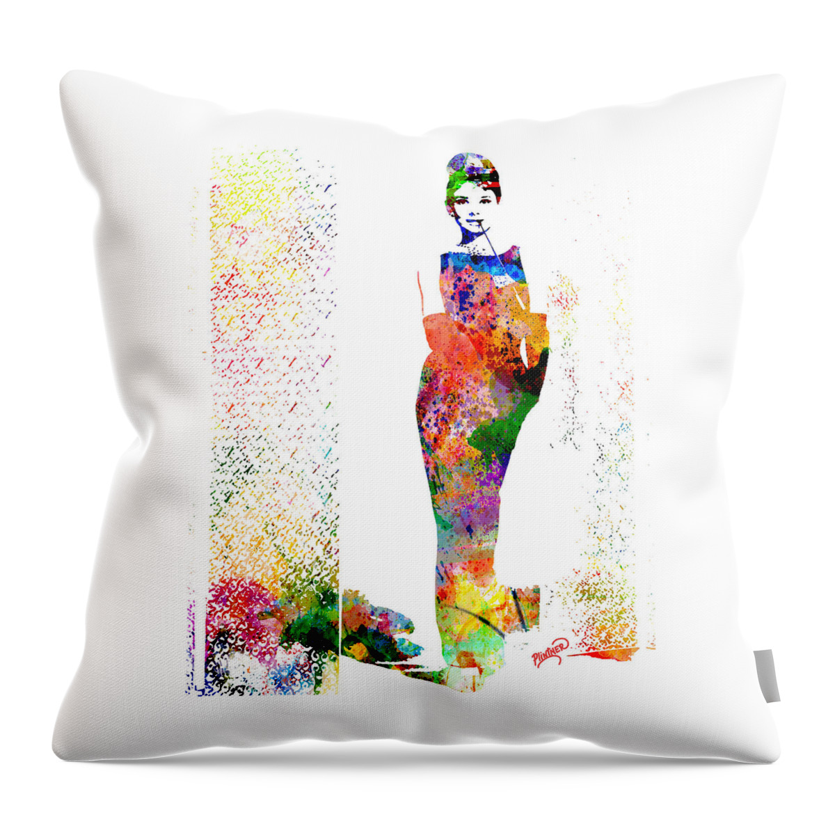 Audrey Hepburn Throw Pillow featuring the digital art Audrey Hepburn by Patricia Lintner