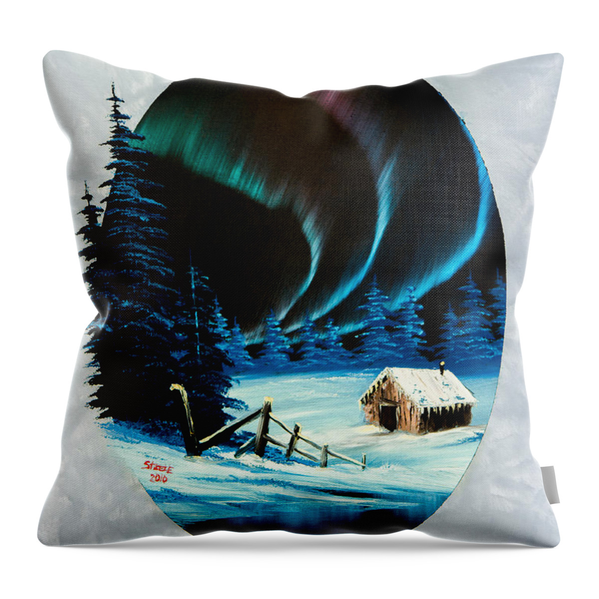 Landscape Throw Pillow featuring the painting Aurora's Beauty by Chris Steele