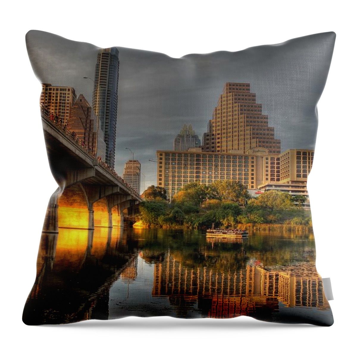 Austin Throw Pillow featuring the photograph Austin Skyline by Jane Linders
